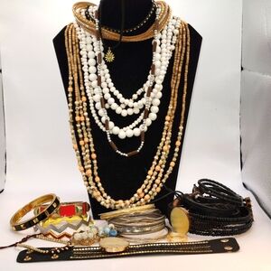 Curated Bulk Jewelry Lot Necklace Choker Bracelets Earthtones 1 Lb
